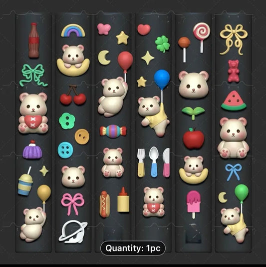 Cute Bear Circus Silicone Nail Art Mold